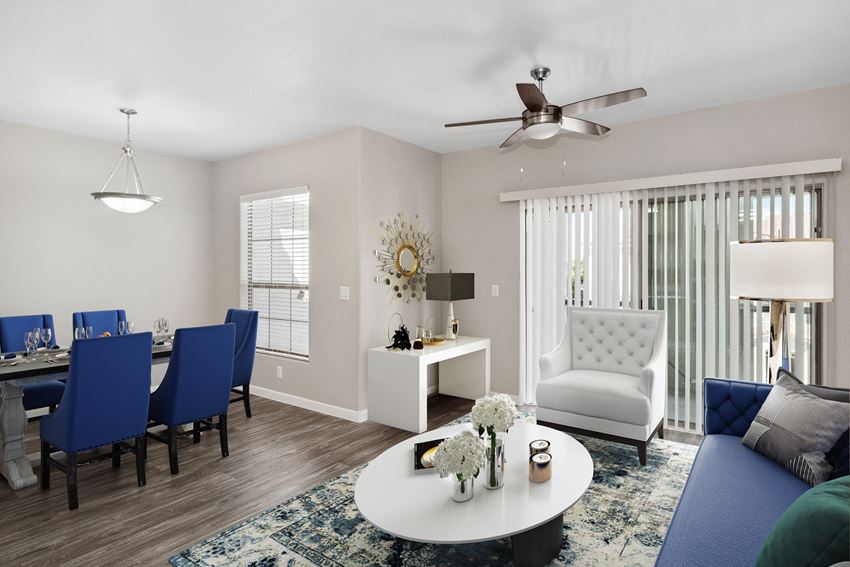 Living area at Azure Apartment Homes