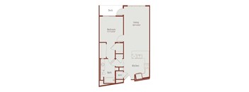 a floor plan of a 1 bedroom apartment