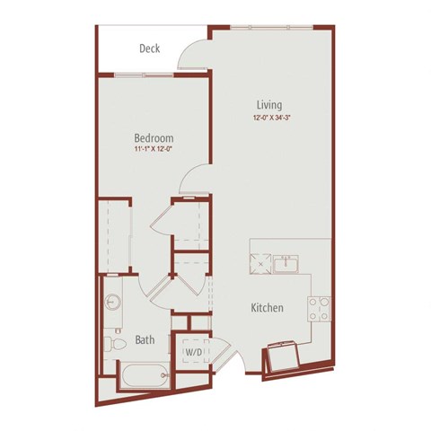 a floor plan of a 1 bedroom apartment