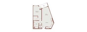 a floor plan of a 1 bedroom apartment