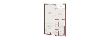 a floor plan of a 1 bedroom apartment