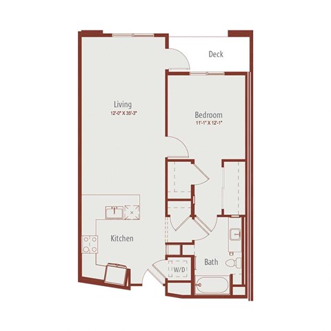 a floor plan of a 1 bedroom apartment