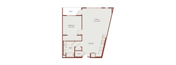 a floor plan of a 1 bedroom apartment
