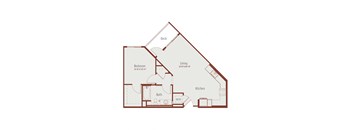 a floor plan of a 1 bedroom apartment