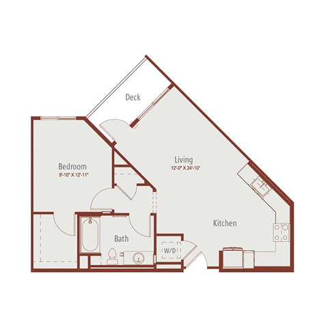 a floor plan of a 1 bedroom apartment