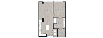 a floor plan of a room with a wood floor