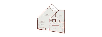 a floor plan of a 1 bedroom apartment