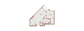 a floor plan of a 1 bedroom apartment