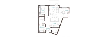 1 bedroom, 1 bath, A28 floor plan at Vue 22 Apartments in Bellevue, WA