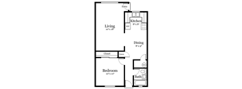 A2 Floor Plan at Oak Manor & Angel Street Apartments