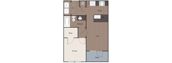 A floor plan of a house with labeled rooms such as "Cook" and "Dream".