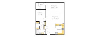 A4 1 Bedroom 1 Bathroom Floor Plan at Del Norte Place Apartment Homes, California, 94530