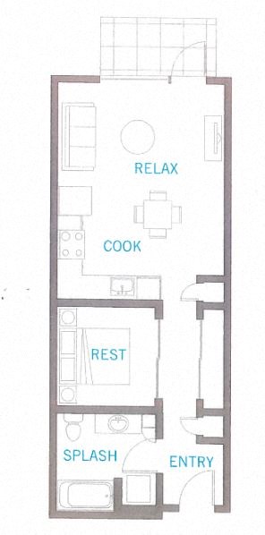 a floor plan of a one bedroom apartment