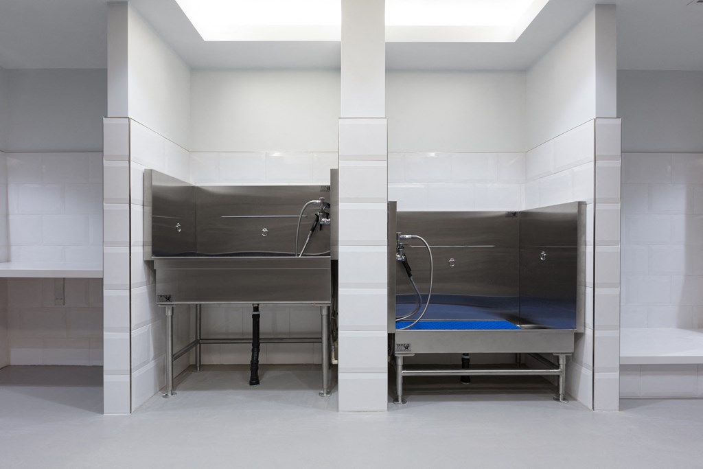 a room with a sink and a bed in it