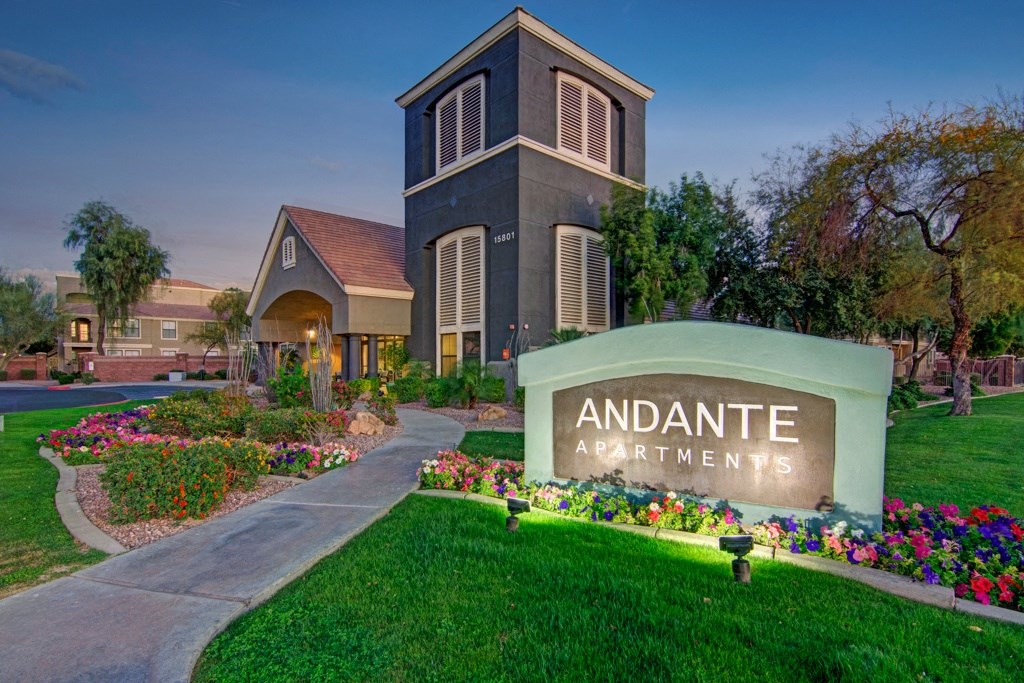 Elegant Entry Signage at Andante Apartments, Arizona