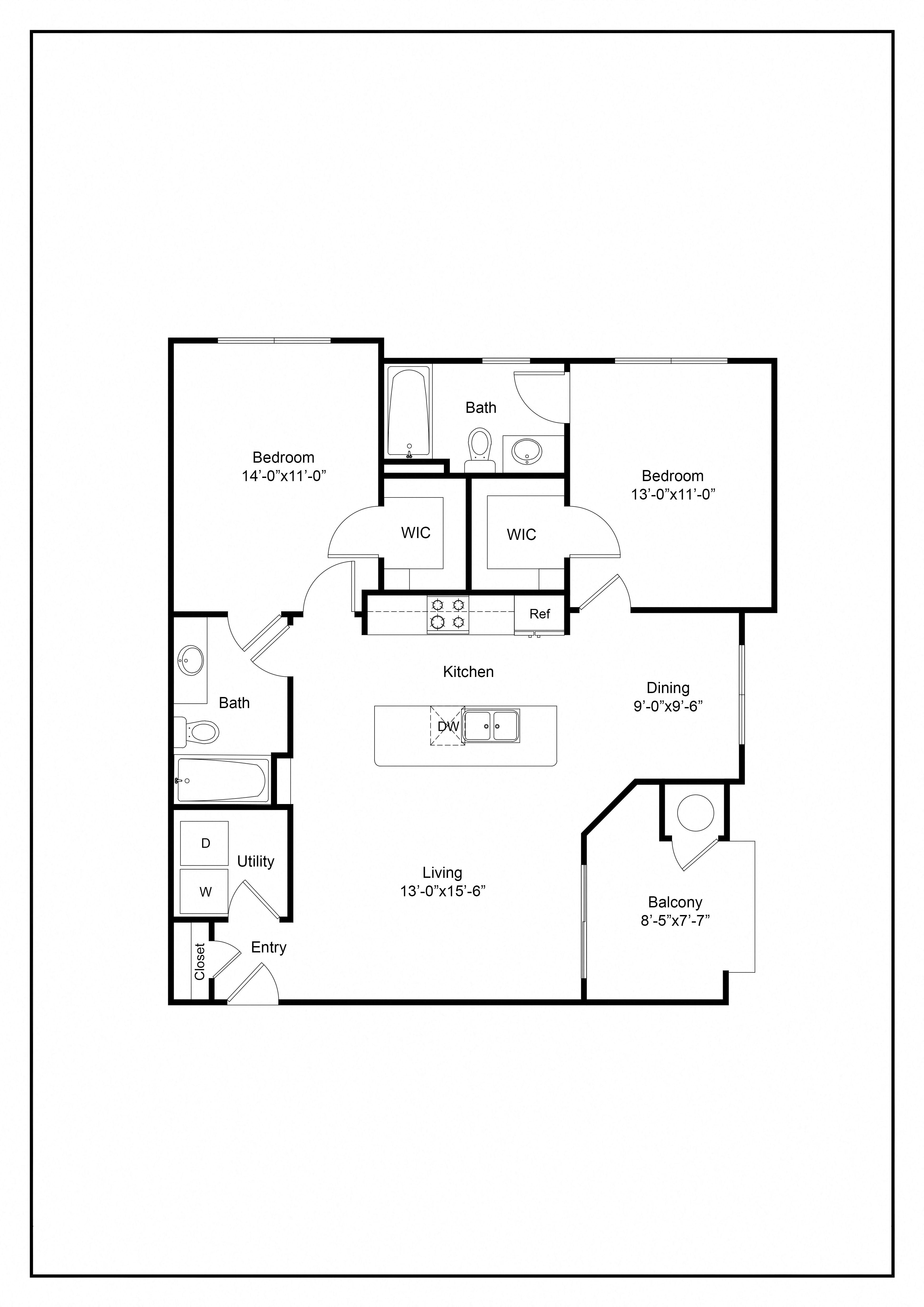 2 Bedroom B1 Floor Plan
