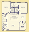 Two Bedroom B1 Floor Plan
