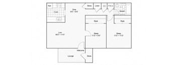 Two Bedroom B2 Floor Plan at The District