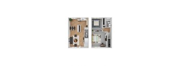 a floor plan of a house with a bedroom and a living room
