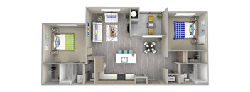 boardwalk b2 Floor Plan at Las Positas Apartments, California