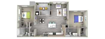 pebble b2.1 Floor Plan at Las Positas Apartments, California, 93010