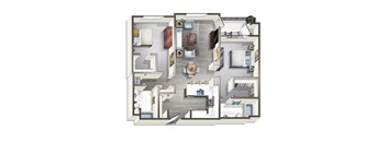 bedroom floor plan an in 3d