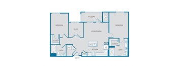 a blueprint of a floor plan with bedrooms and baths