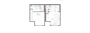 1 Bed 1.5 Bath Floor Plan at Vue 22 Apartments, Washington, 98007