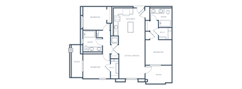 A black and white floor plan of a house with labeled rooms.