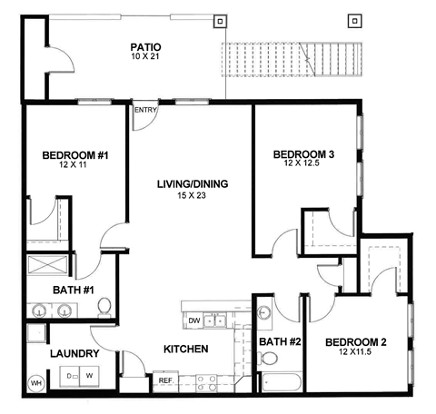 C1 Floor Plan at North Peak Apartments