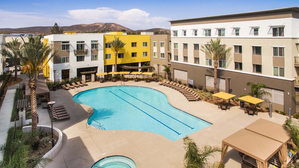 Aerial of pool at Marc San Marcos Apartments