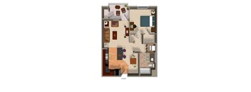a floor plan of a house with a bedroom and a living room