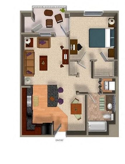 a floor plan of a house with a bedroom and a living room