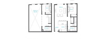 2 Bedroom 2 Bathroom Floor Plan at Vue 22 Apartments, Bellevue, WA