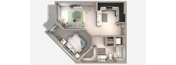 One Bedroom A1 Floor Plan at Centra