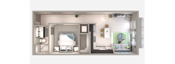 One Bedroom A2 Floor Plan at Centra