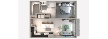 One Bedroom A4 Floor Plan at Centra