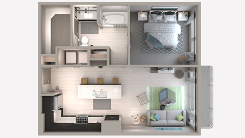 One Bedroom A4 Floor Plan at Centra