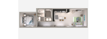 One Bedroom A5 Floor Plan at Centra