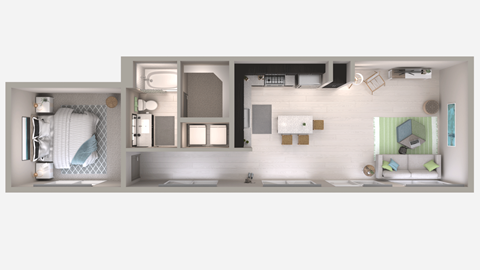 One Bedroom A5 Floor Plan at Centra
