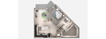 One Bedroom A6 Floor Plan at Centra