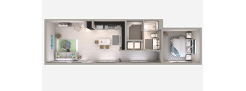 One Bedroom A7 Floor Plan at Centra