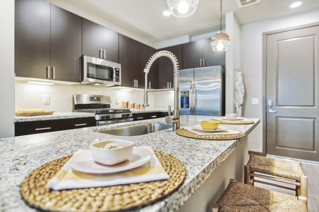 Kitchen counter at Centra Midtown Apartments