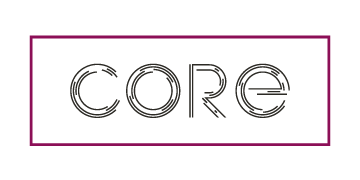 the word core on a green background with a pink border