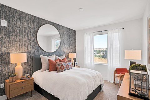 primary bedroom at Aya Apartments