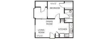 Garden Grove A1 Floor Plan at Garden Grove Apartment Homes, Tempe, AZ