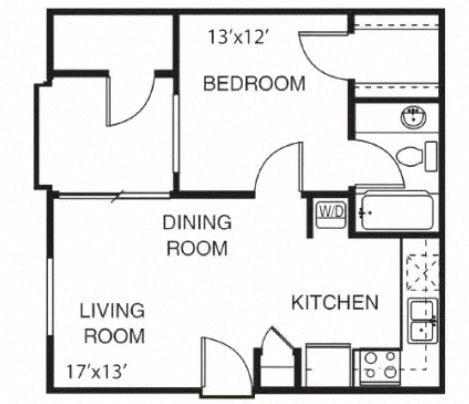 Garden Grove A1 Floor Plan at Garden Grove Apartment Homes, Tempe, AZ