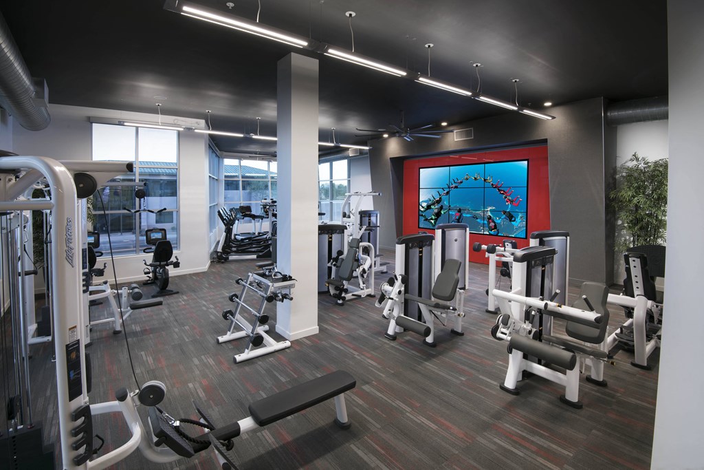 large fitness center at Muse