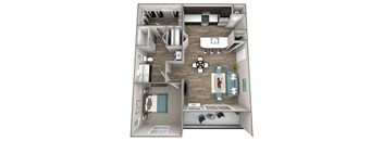 1 bed 1 bath Gala Floor Plan at Hearth Apartment Homes, Vancouver, WA, 98684