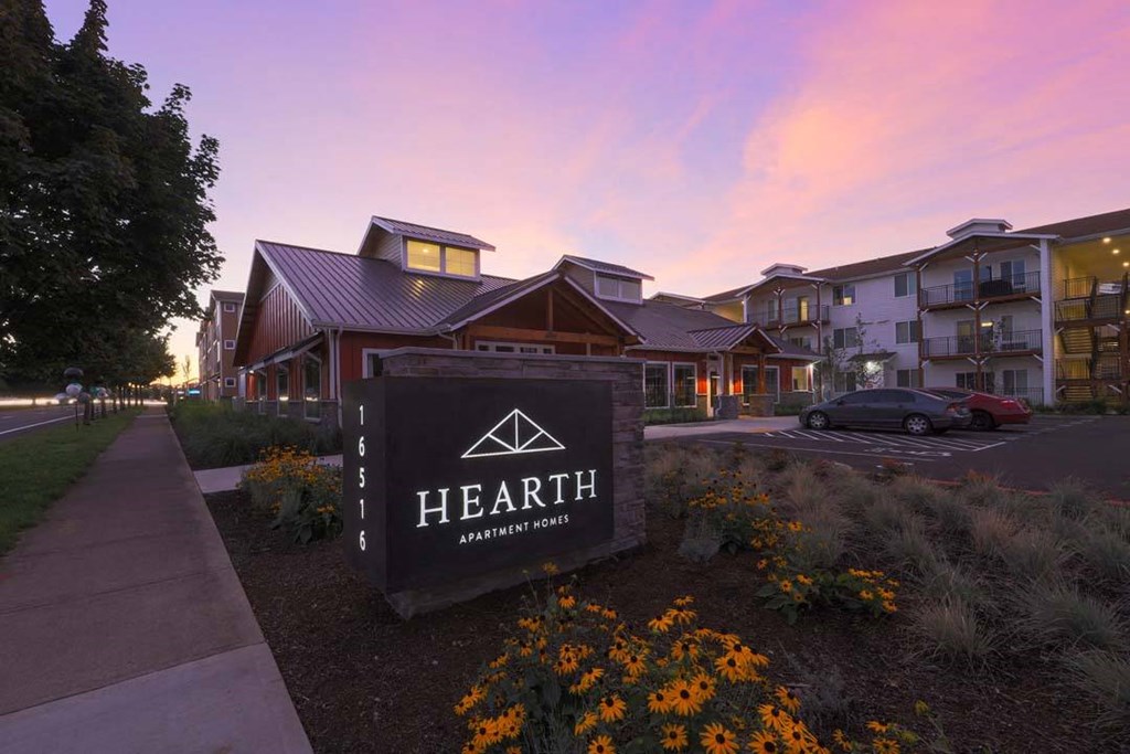 Clubhouse-Exterior-Sunset View at Hearth Apartment Homes, Vancouver